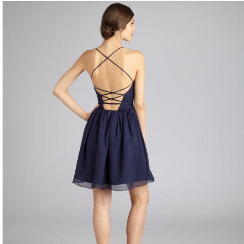Halston Heritage Criss-Cross Back Cocktail Dress